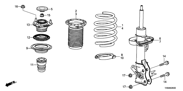 2017 Acura ILX Left Front Spring Rubber (Lower) Diagram for 51694-TX6-A01