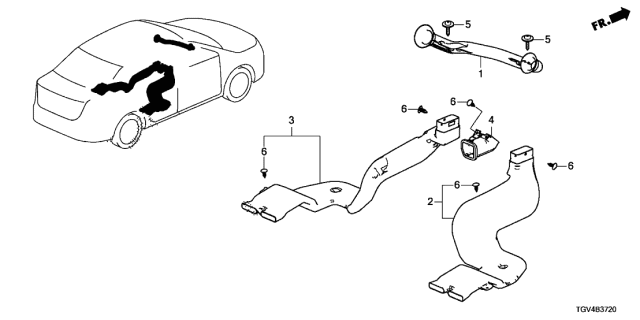 2021 Acura TLX Duct, Driver Side (Black) Diagram for 83381-TGV-A00ZA