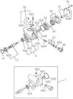 1996 Acura SLX 4 Door 4LS (PREMIUM) KL 4AT P.S. Oil Pump Diagram