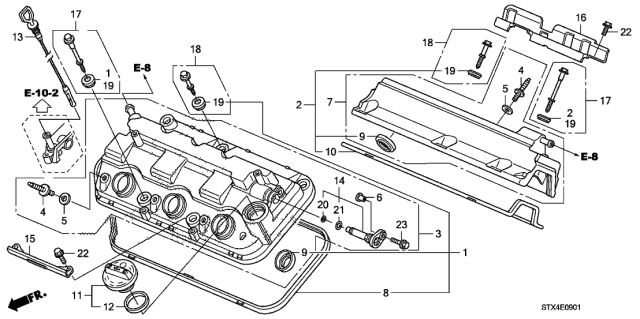 2010 Acura MDX Cylinder Head Cover Diagram