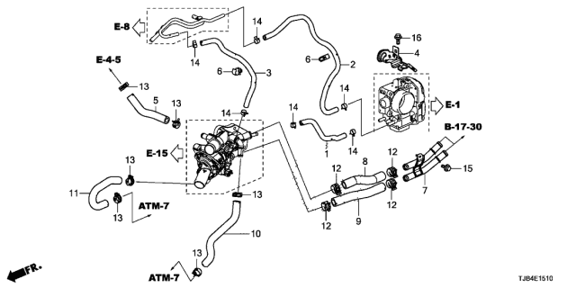 2019 Acura RDX Hose, Throttle Body Intake Diagram for 19507-6B2-A00