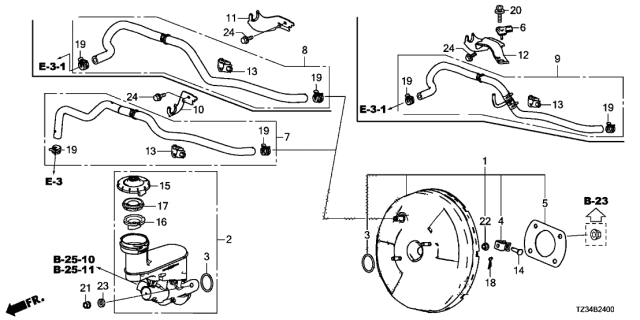 2020 Acura TLX Brake Master Cylinder - Master Power Diagram