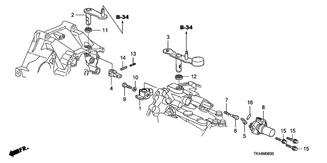 2012 Acura TL MT Shift Lever Diagram