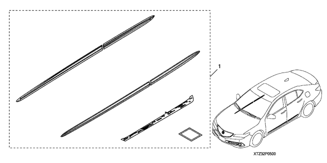 2018 Acura TLX 4 Door 24BASE (L4) KA DCT Body Side Molding Diagram