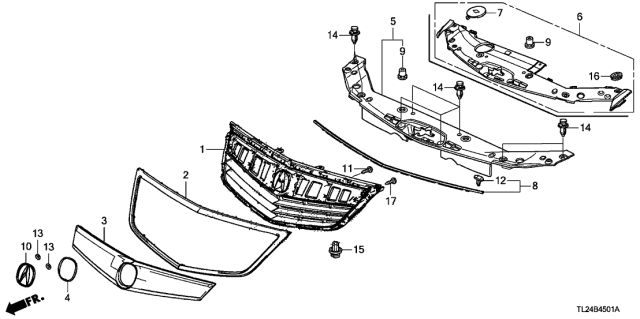 2011 Acura TSX Cover, Front Grille Diagram for 71129-TL0-G50