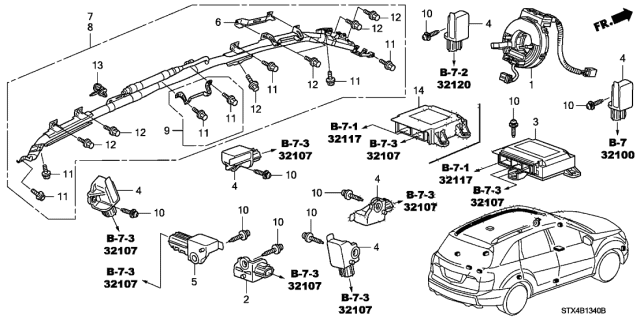 2007 Acura MDX Cable Reel Assembly (Furukawa) Diagram for 77900-STX-A01