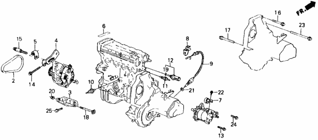 1988 Acura Integra Bolt, Alternator Adjusting Diagram for 90033-PG7-661