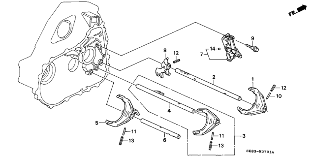 1993 Acura Integra Gearshift (3-4) Fork Diagram for 24210-P80-A00