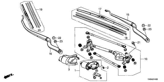 2021 Acura ILX 4 Door 24BASE KA DCT Front Windshield Wiper Diagram