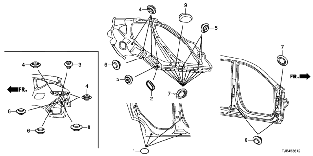 2021 Acura RDX 5 Door ADV KA XAT Grommet Diagram