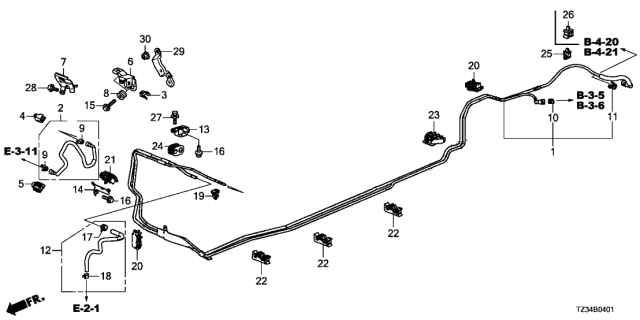 2019 Acura TLX Clamp, Fuel Pipe Diagram for 91595-T2A-A01