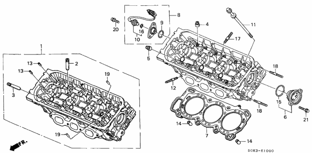 1999 Acura TL Cylinder Head Assembly, Front Diagram for 12100-P8F-305