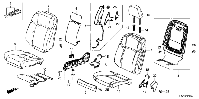 2014 Acura RLX Heater, Right Front Seat-Back Diagram for 81124-TY2-A11