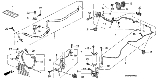 2006 Acura RSX A/C Hoses - Pipes Diagram