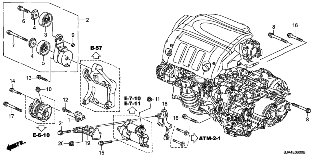 2007 Acura RL Alternator Bracket Diagram