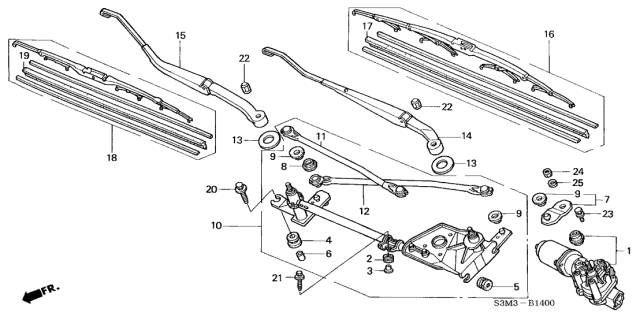 2002 Acura CL 2 Door SPORT KA 5AT Front Windshield Wiper Diagram