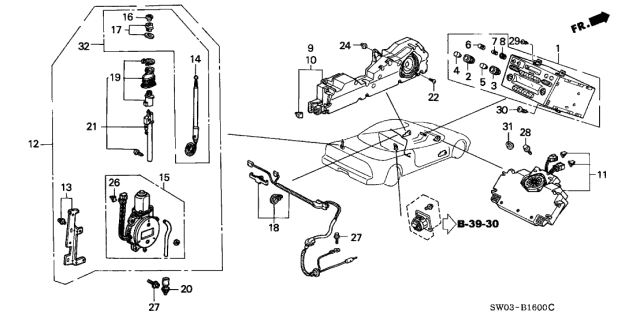 2001 Acura NSX 2 Door NSX-T KA 6MT Auto Radio - Antenna Diagram