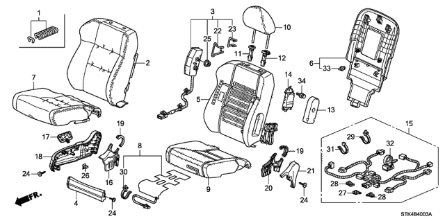 2011 Acura RDX Pad, Right Front Seat-Back (With Opds Sensor) Diagram for 81127-STK-A11