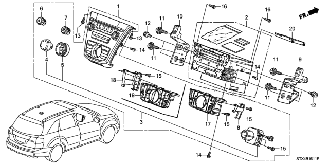 2012 Acura MDX Bracket, Radio R (Navigation) Diagram for 39111-STX-A02