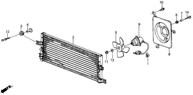 1987 Acura Integra 3 Door LS KA 4AT A/C Air Conditioner (Condenser) Diagram