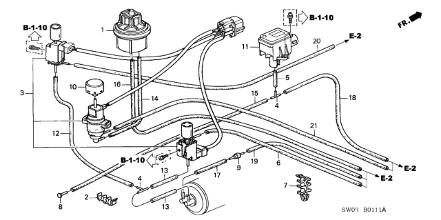 2001 Acura NSX 2 Door NSX-T KA 4AT Control Device Tubing Diagram