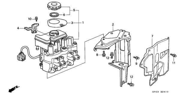 1993 Acura Legend 4 Door L (MOQUETTE) KA 4AT ABS Modulator Diagram