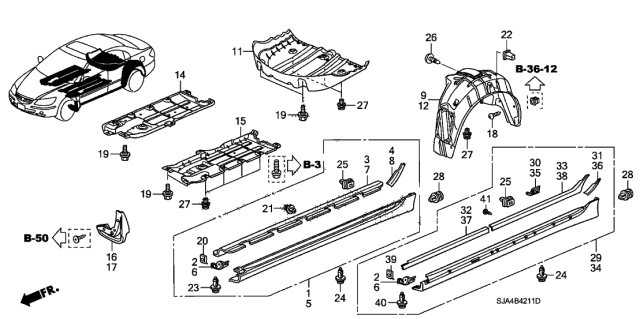 2006 Acura RL 4 Door RL (TECH) KA 5AT Side Sill Garnish Diagram