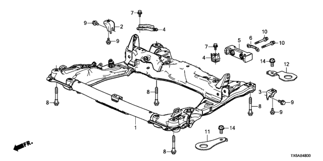 2021 Acura ILX 4 Door 24BASE KA DCT Front Sub Frame Diagram