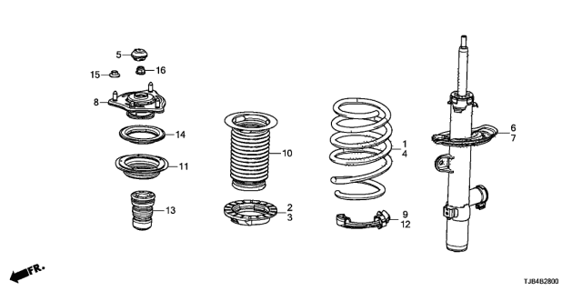 2021 Acura RDX Front Shock Absorber Mount Bearing Diagram for 51726-TVA-A02