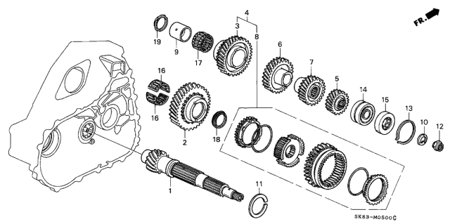 1990 Acura Integra Gear, Countershaft Second Diagram for 23431-PS1-A00