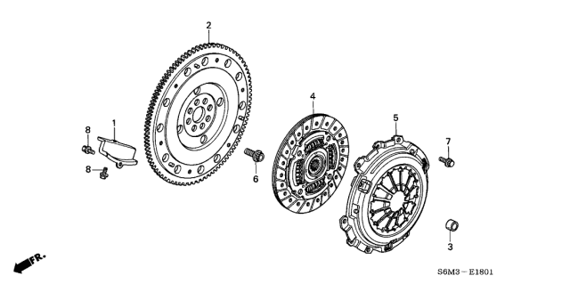 2004 Acura RSX Clutch Pressure Plate Diagram for 22300-PRB-003