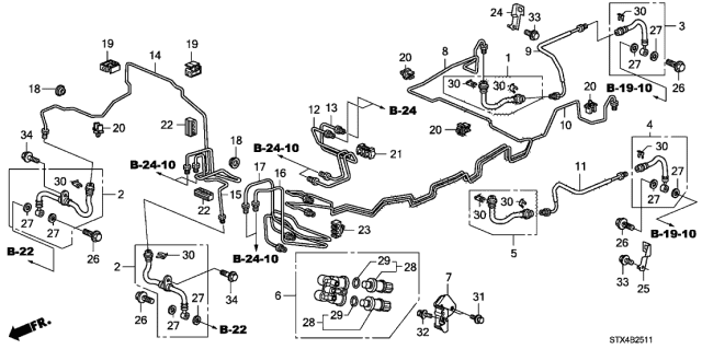 2012 Acura MDX 5 Door ADV KA 6AT Brake Lines (VSA) Diagram