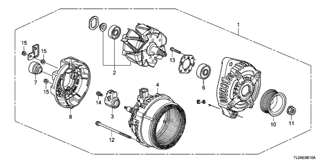 2013 Acura TSX Alternator, Core Id (104210-5890 9764219-589) (Reman) (Denso) Diagram for 06311-R40-505RM