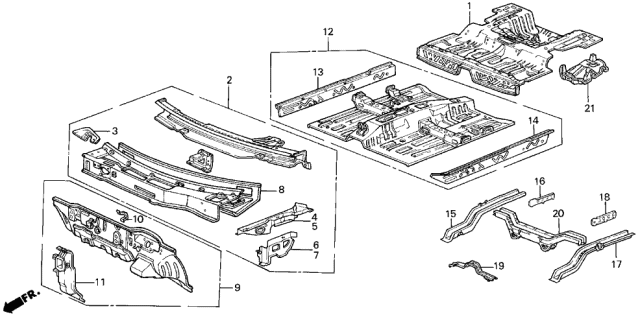 1990 Acura Legend Dashboard - Floor Diagram