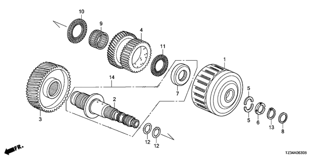 2015 Acura TLX 4 Door TECH (2.4) KA DCT AT Idle Shaft - Reverse Clutch Diagram