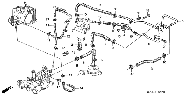 1999 Acura NSX 2 Door NSX-T KA 4AT Oil Cooler Hose Diagram