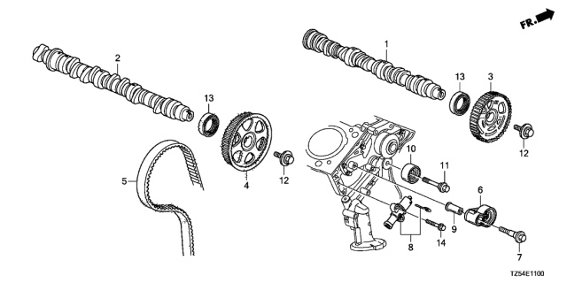 2020 Acura MDX Camshaft, Rear Diagram for 14200-RLV-A00