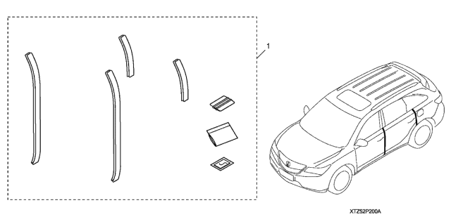 2017 Acura MDX 5 Door ADV (E.LIBERTY) KA 9AT Door Edge Film Diagram
