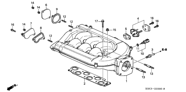 1999 Acura TL End Cap, Rear Intake Manifold Diagram for 17115-P8F-A00