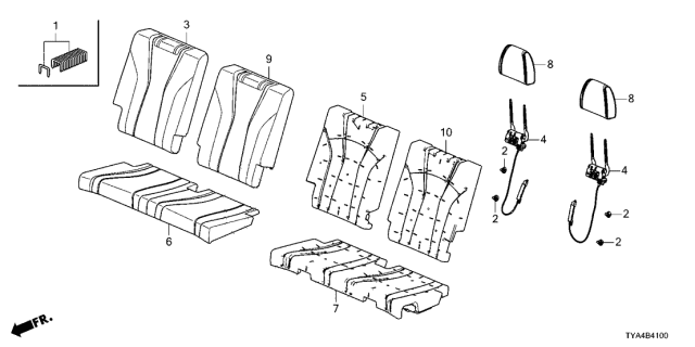 2022 Acura MDX Headrest, Rear (Deep Black) Diagram for 82140-TYA-A21ZB