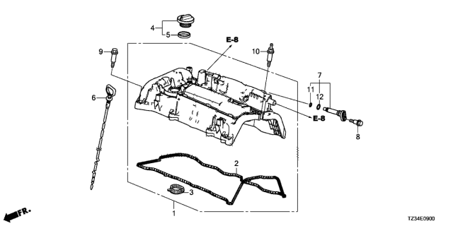 2017 Acura TLX Pcv Valve Assembly Diagram for 17130-5A2-A01