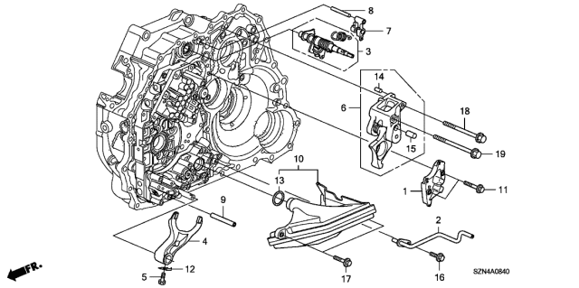 2010 Acura ZDX 5 Door TECH KA 6AT AT Shift Fork Diagram