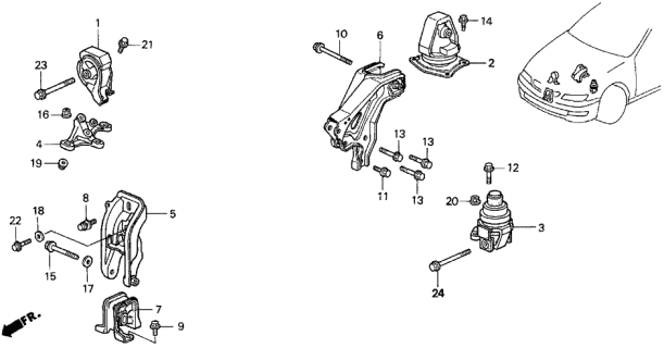 1997 Acura CL MT Engine Mount Diagram