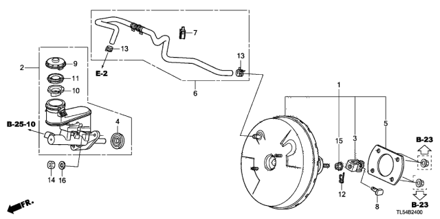 2012 Acura TSX 5 Door TECH KA 5AT Brake Master Cylinder - Master Power Diagram