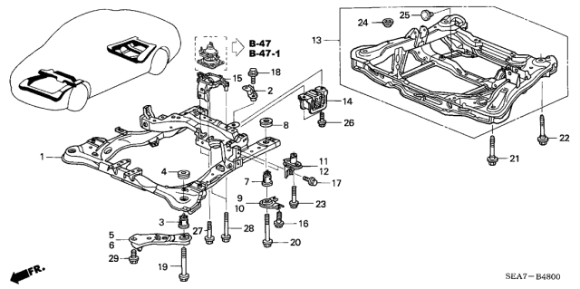 2005 Acura TSX Sub-Frame, Front (Lh) Diagram for 50200-SEC-A01