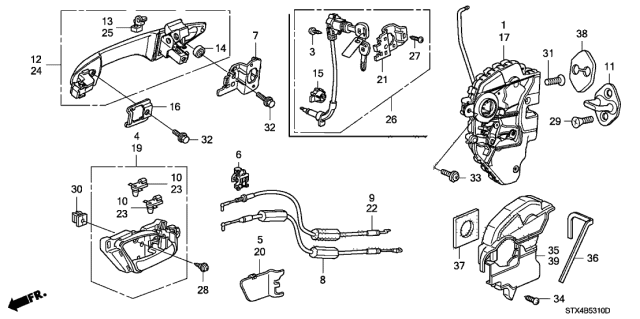 2009 Acura MDX Front Door Locks - Outer Handle Diagram