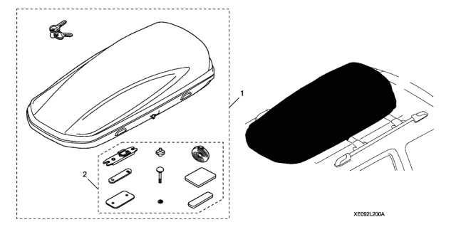 2021 Acura RDX 5 Door ADV KA XAT Roof Box (Long) Diagram