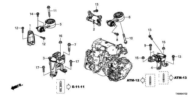 2017 Acura ILX Engine Mounts Diagram