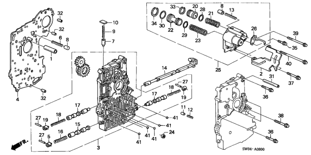 2005 Acura NSX 2 Door NSX-T KA 4AT AT Main Valve Body Diagram