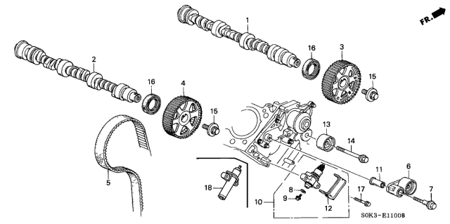 1999 Acura TL Gasket Diagram for 14517-P13-003